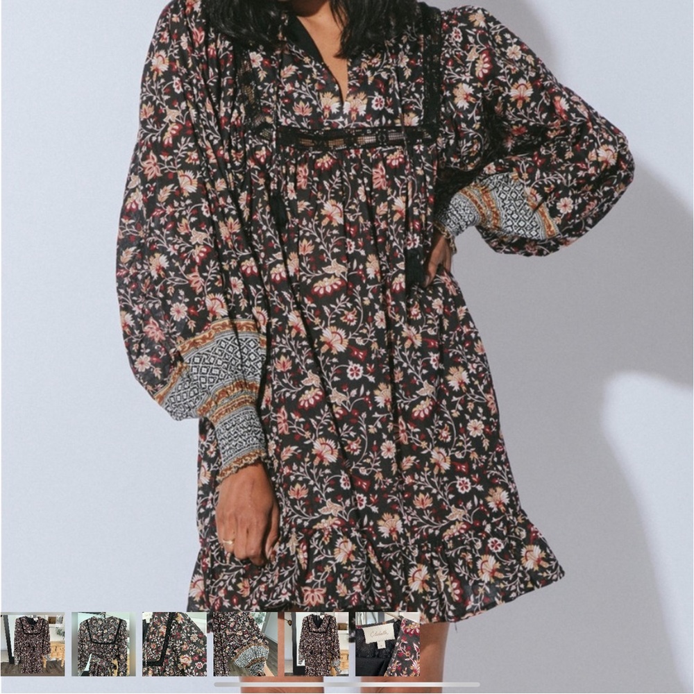 Cleobella Floral Mini Dress - Black and Red